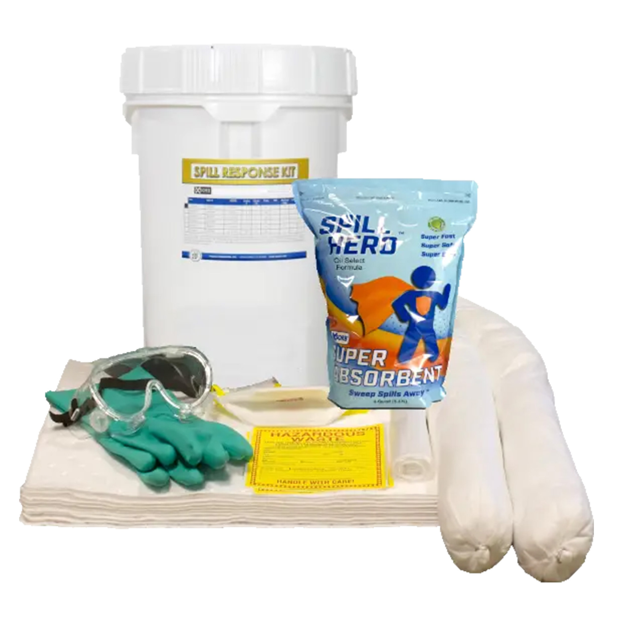 Impact Absorbents Inc XSORB Select Oil Spill Kit — 6.5 Gal., Granular Absorbent, Oil Pads, Socks, PPE, Weatherproof Plastic Bucket, Model# XD600S